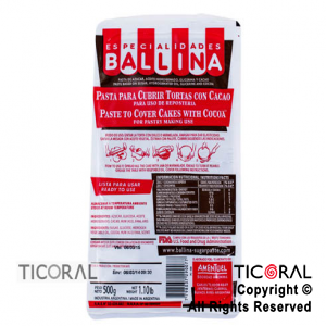 COBERTURA PARA TORTA 1/2K CON CACAO BALLINA x 1
